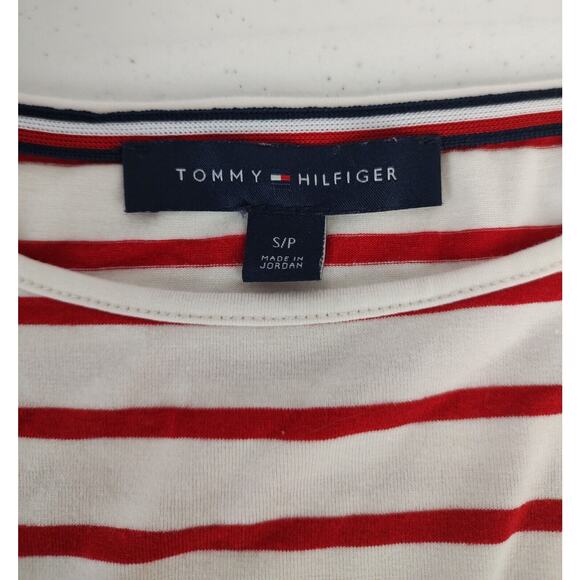 Tommy Hilfiger Striped Cold Shoulder Top Button Detail Casual Blouse SP - Picture 6 of 7